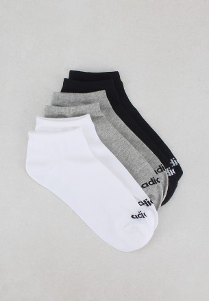 Adidas Men Thin Linear Low Cut Socks 3 Pairs Black White Gray