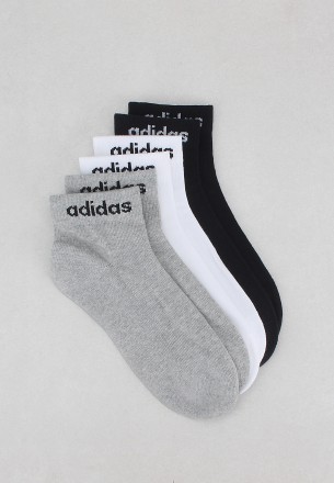 Adidas Men Ankle Cushioned Socks 3 Pairs Black White Gray