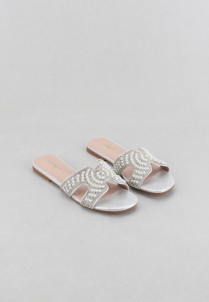 Lararossi Women Slippers Silver
