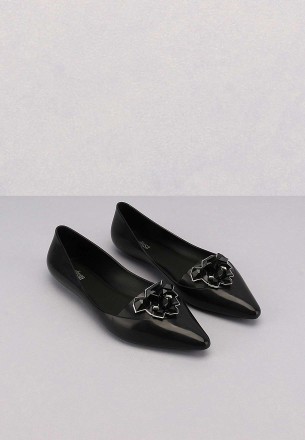 Melissa Women's Pointy Stones Flat Shoes Black