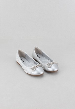Meran Girls Flat Shoes Silver