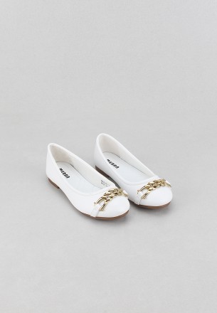 Meran Girls Flat Shoes White