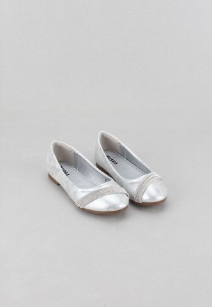 Meran Girls Flat Shoes Silver