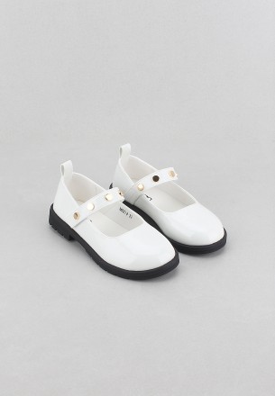 Meran Kids Flat Shoes Black White