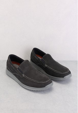 Rockport Men's Langdom Moc Toe So Slip On Shoes Dark Gray
