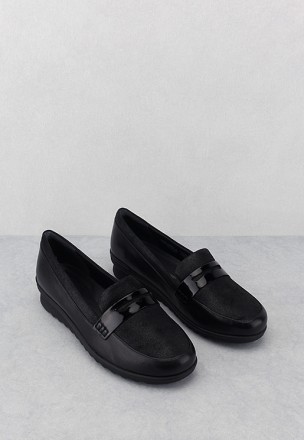 Rockport Women's Chenole Penny Moc Flat Shoes Black