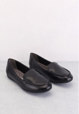 Rockport Women's Demisaii Plain Moc Flat Shoes Black